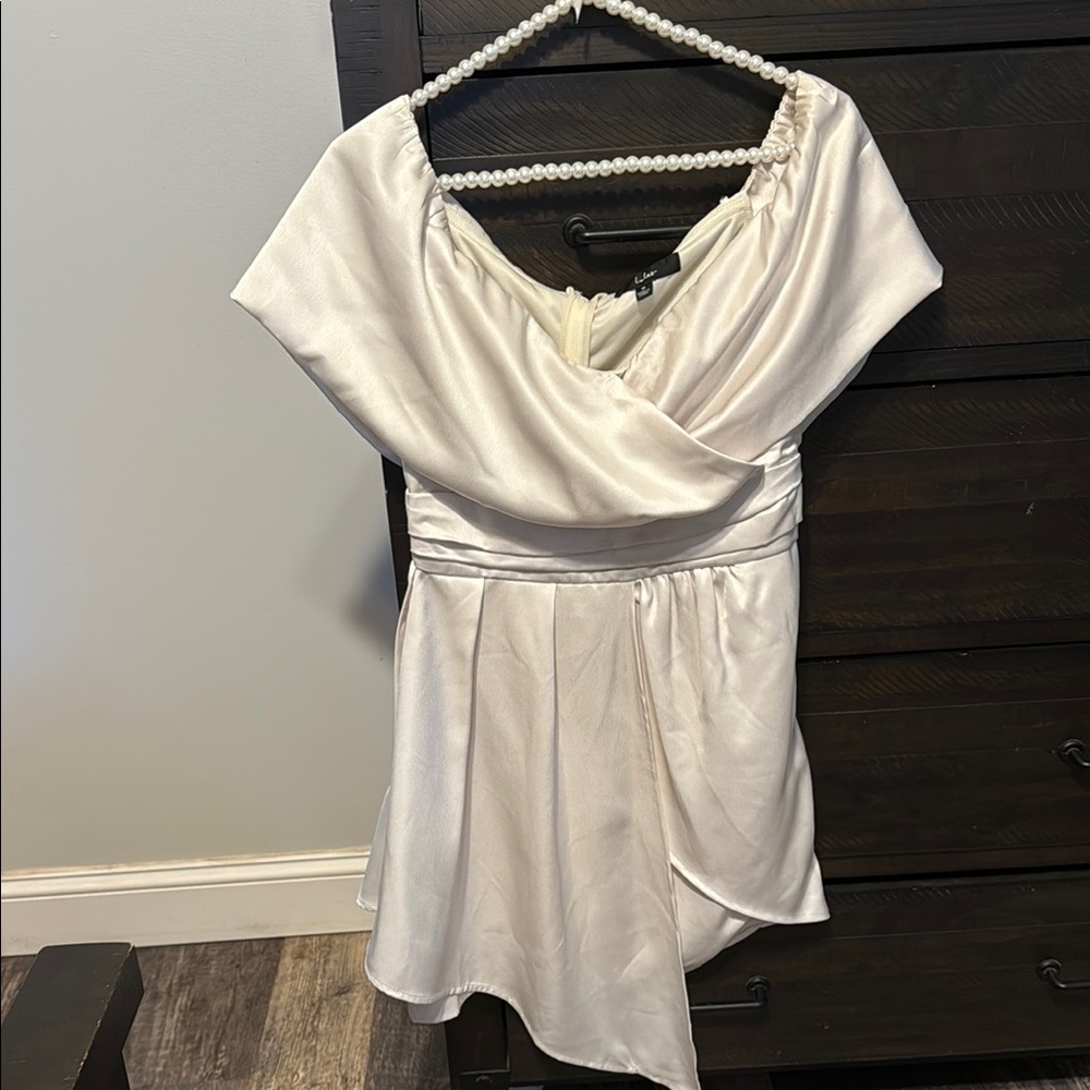 Lulu's Cream Satin Dress